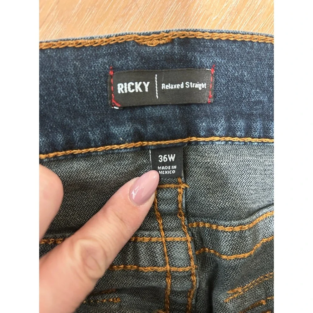 True Religion Ricky Relaxed Straight Leg Blue Denim Jeans Mens‎ 36W Medium Wash